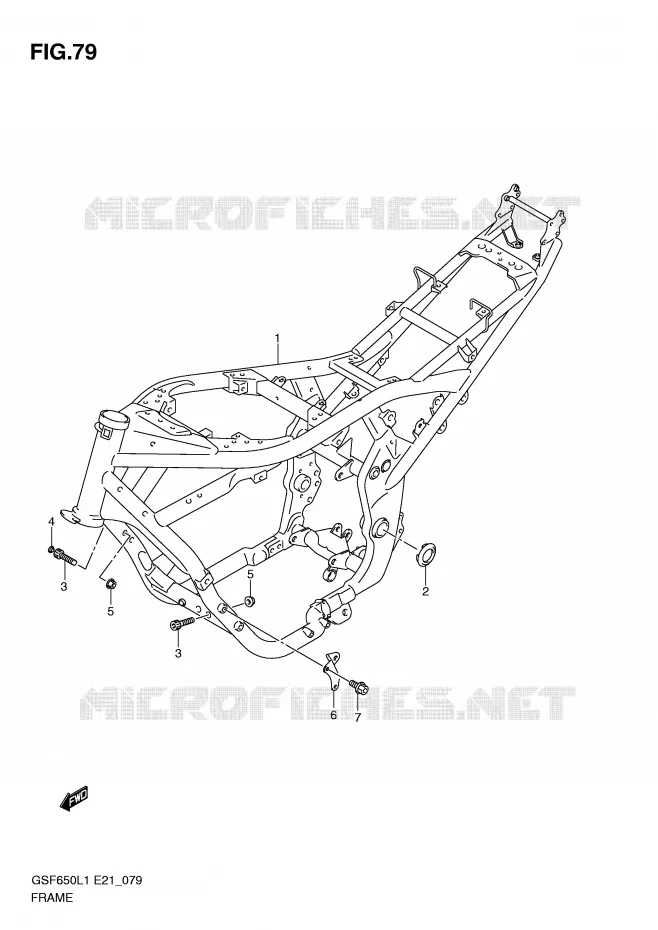 CADRE (GSF650UAL1 E21) Suzuki MOTO 650 BANDIT 2011  GSF650SL1(E21)