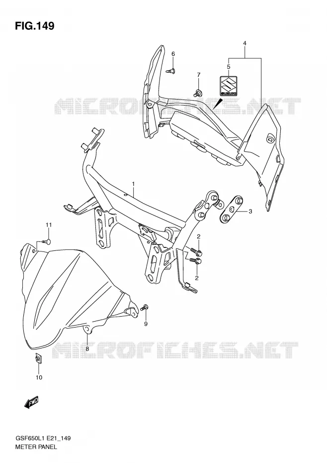 CARENAGE - SUPPORT DE COMPTEUR (GSF650SAL1 E21) Suzuki MOTO 650 BANDIT 2011  GSF650AL1(E21)