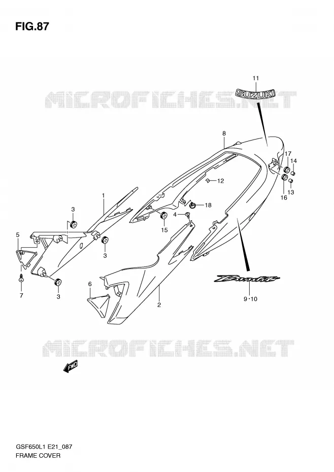 CARENAGES (GSF650L1 E21) Suzuki MOTO 650 BANDIT 2011  GSF650SUAL1(E21)