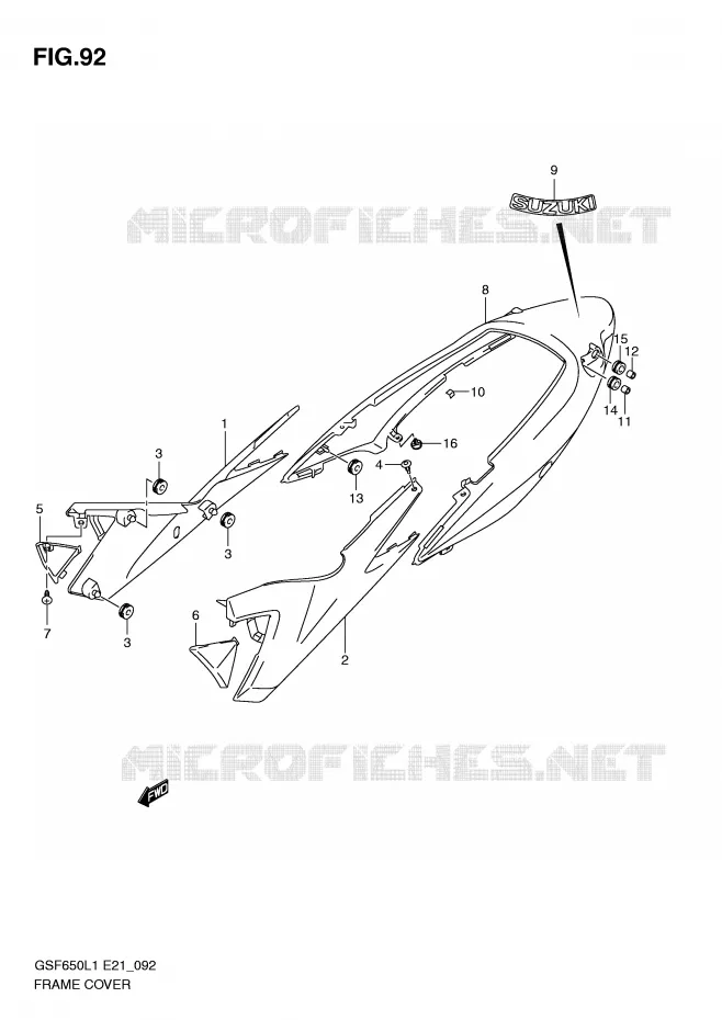 CARENAGES (GSF650SUL1 E21) Suzuki MOTO 650 BANDIT 2011  GSF650SAL1(E21)