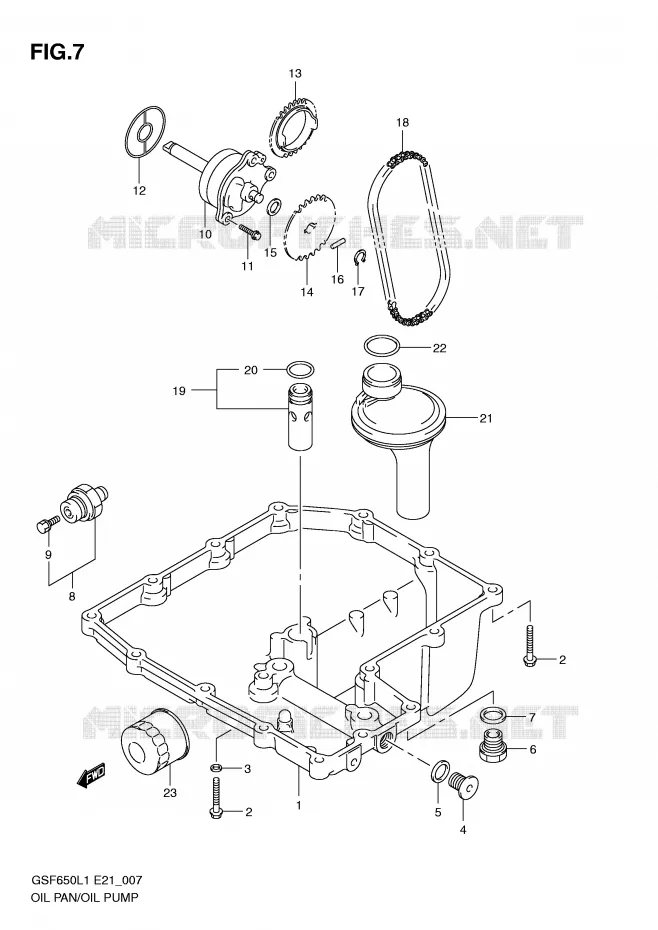 CARTER INFERIEUR - POMPE A HUILE Suzuki MOTO 650 BANDIT 2011  GSF650UAL1(E21)