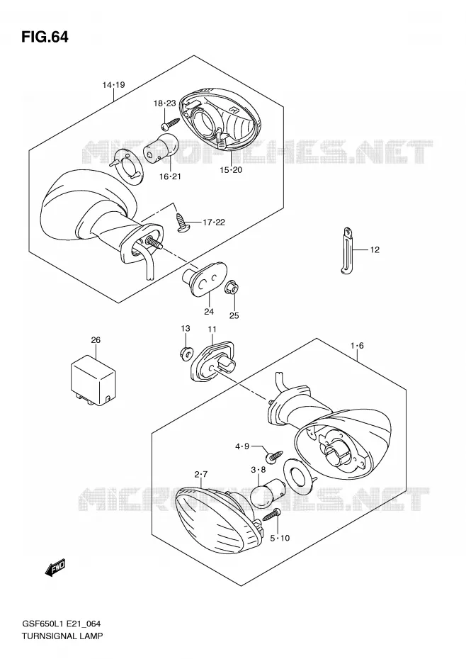 CLIGNOTANTS (GSF650SAL1 E21) Suzuki MOTO 650 BANDIT 2011  GSF650UAL1(E21)