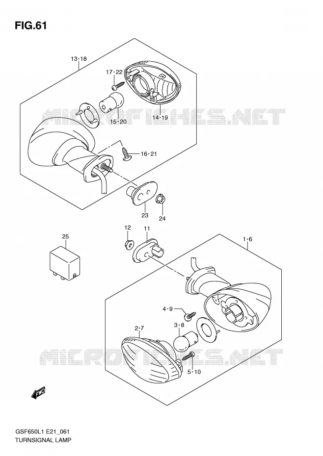 CLIGNOTANTS (GSF650UAL1 E21) Suzuki MOTO 650 BANDIT 2011  GSF650SUAL1(E21)