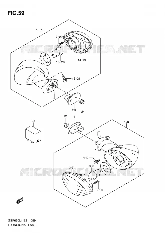 CLIGNOTANTS (GSF650UL1 E21) Suzuki MOTO 650 BANDIT 2011  GSF650UAL1(E21)