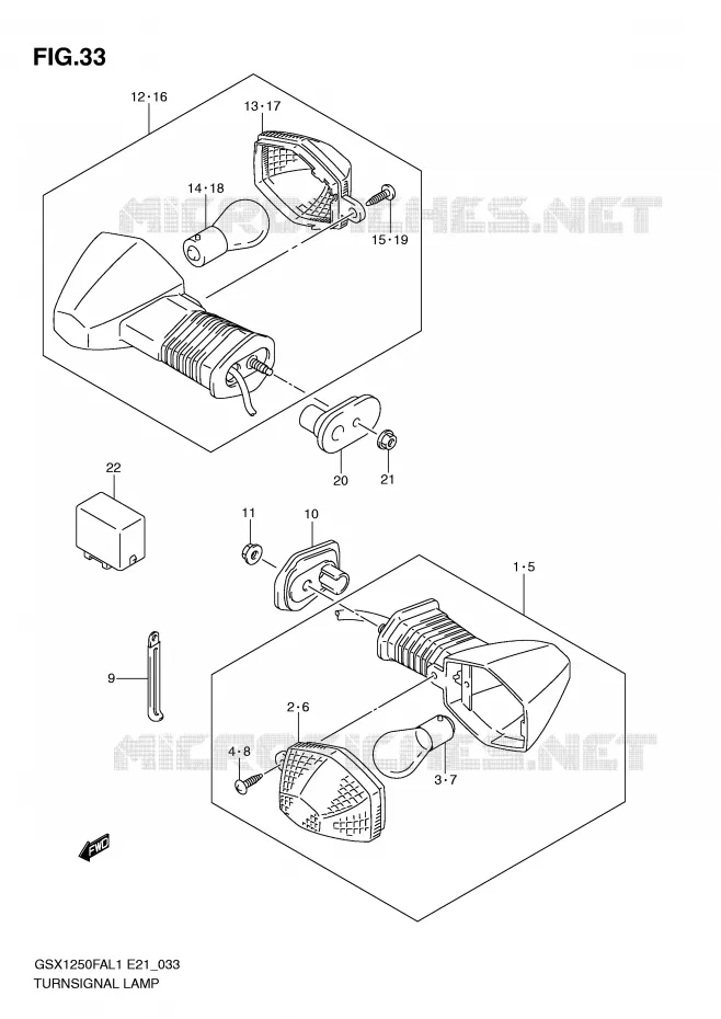 CLIGNOTANTS Suzuki MOTO 1250 GSX-F 2011  GSX1250FAL1(E21)