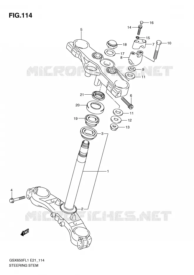 COLONNE DE DIRECTION (GSX650FUL1 E24) Suzuki MOTO 650 GSX-F 2011  GSX650FUL1(E21)
