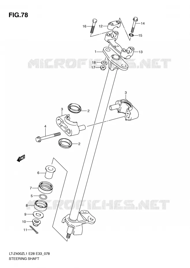 COLONNE DE DIRECTION Suzuki QUAD 400 QUADSPORT 2011  LT-Z400ZL1(E28/E33)
