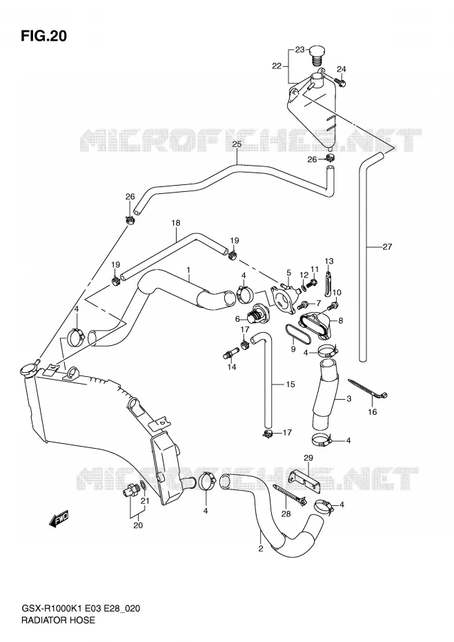 DURITE DE RADIATEUR Suzuki MOTO 1000 GSX-R 2001  GSX-R1000K1(E3/E28)