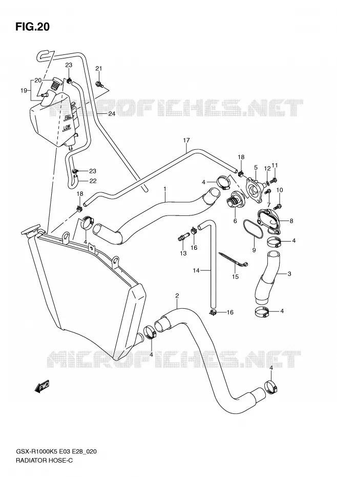 DURITE DE RADIATEUR Suzuki MOTO 1000 GSX-R 2005  GSX-R1000K5 (E3)