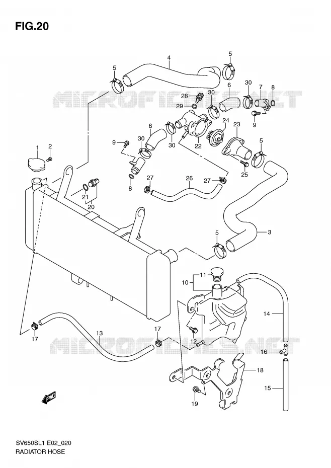 DURITE DE RADIATEUR Suzuki MOTO 650 SV 2011  SV650SAL1(E2)