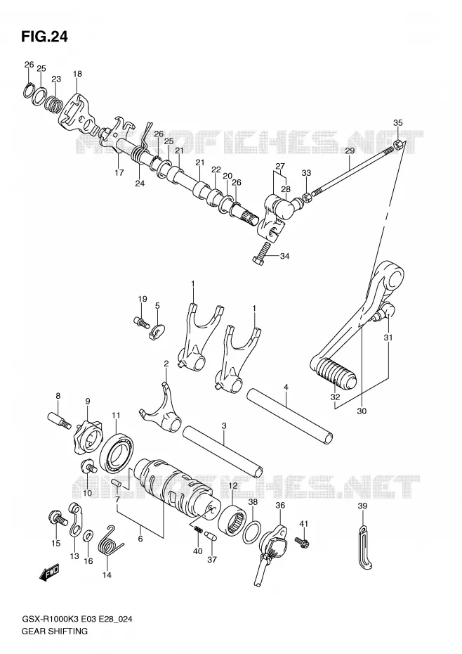 ENSEMBLE DE SELECTION DE VITESSES Suzuki MOTO 1000 GSX-R 2004  GSX-R1000ZK4(E3/E28)