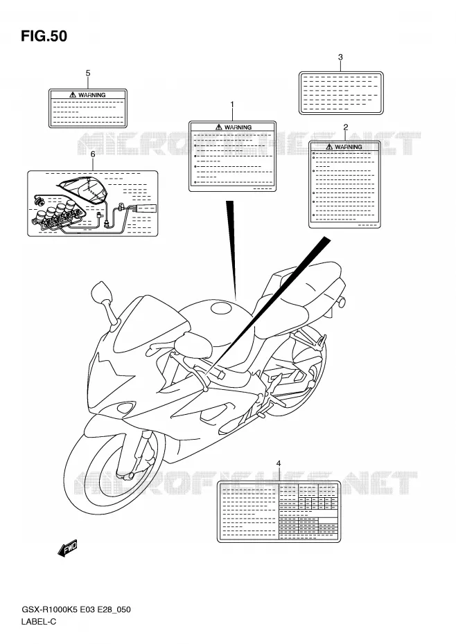 ETIQUETTE D'AVERTISSEMENT Suzuki MOTO 1000 GSX-R 2006  GSX-R1000 K6(E33)