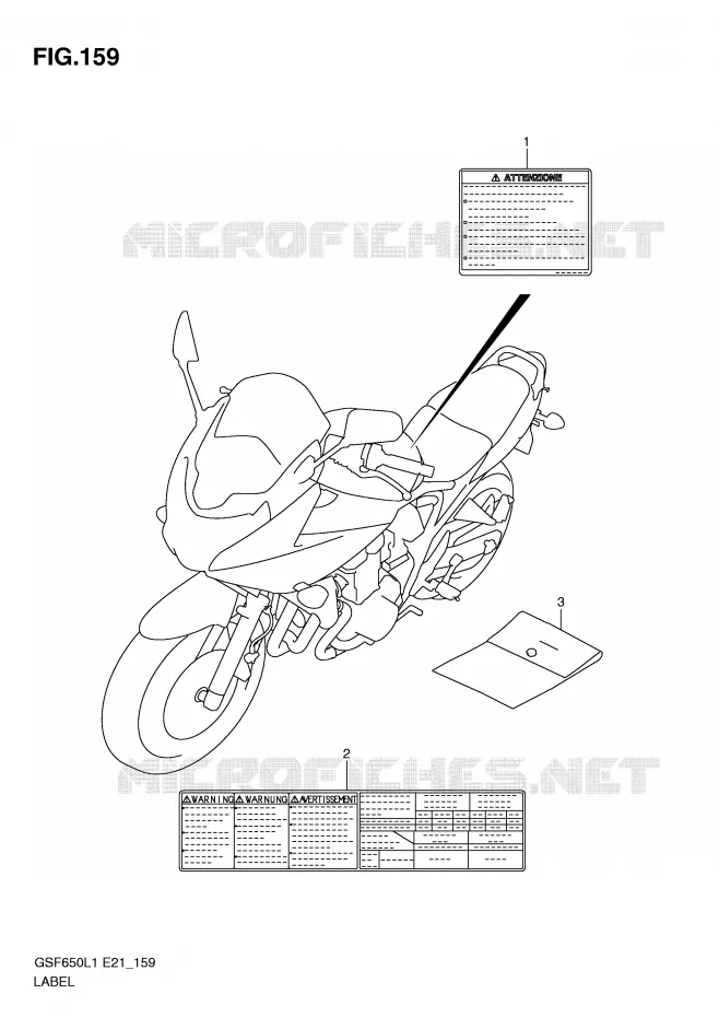 ETIQUETTE (GSF650L1 E21) Suzuki MOTO 650 BANDIT 2011  GSF650UAL1(E21)