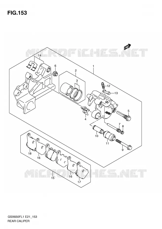 ETRIER DE FREIN ARRIERE (GSX650FL1 E24) Suzuki MOTO 650 GSX-F 2011  GSX650FAL1(E21)