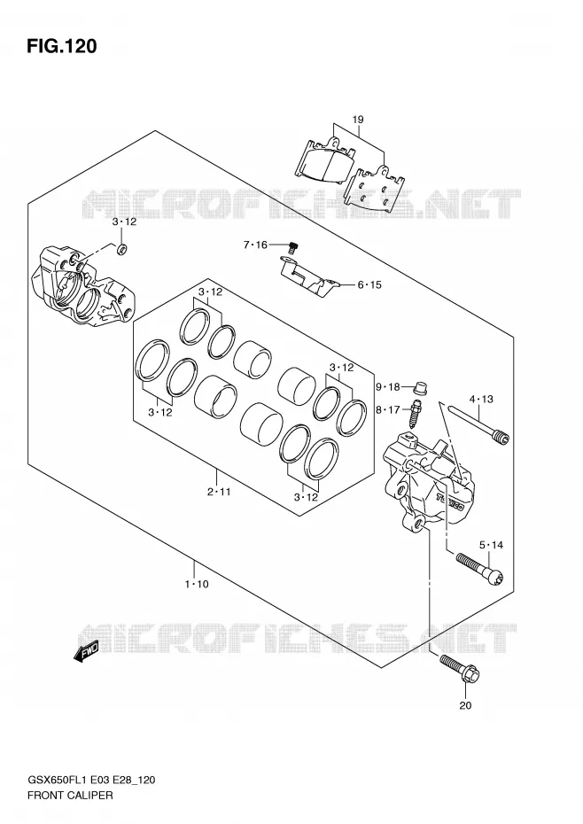 ETRIER DE FREIN AVANT (GSX650FAL1 E28) Suzuki MOTO 650 GSX-F 2011  GSX650FAL1(E3/E28)