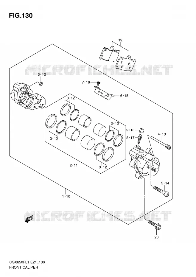 ETRIER DE FREIN AVANT (GSX650FUAL1 E21) Suzuki MOTO 650 GSX-F 2011  GSX650FUL1(E21)