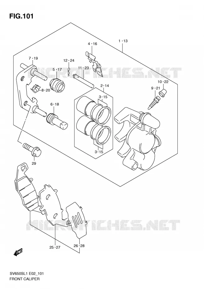 ETRIER DE FREIN AVANT (SV650SUL1 E24) Suzuki MOTO 650 SV 2011  SV650SL1(E2)