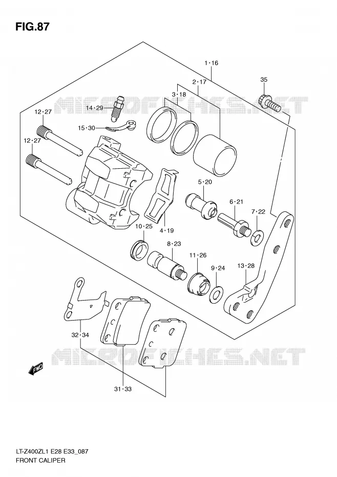 ETRIER DE FREIN AVANT Suzuki QUAD 400 QUADSPORT 2011  LT-Z400L1(E28/E33)
