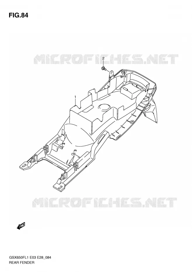 GARDE BOUE ARRIERE (GSX650FAL1 E28) Suzuki MOTO 650 GSX-F 2011  GSX650FAL1(E3/E28)
