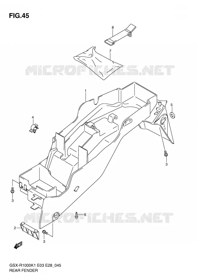 GARDE BOUE ARRIERE Suzuki MOTO 1000 GSX-R 2001  GSX-R1000K1(E3/E28)
