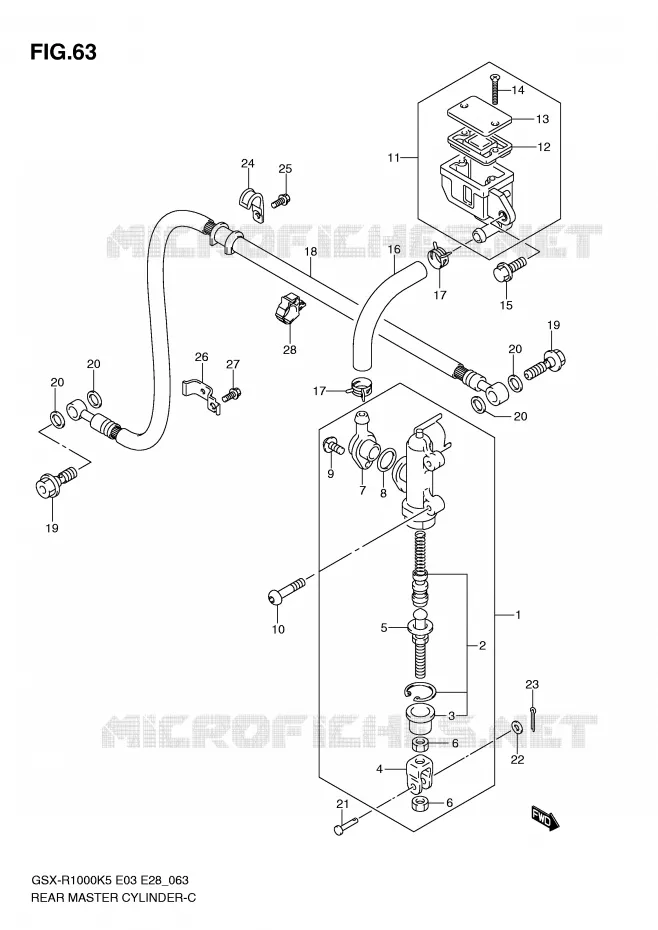 MAITRE CYLINDRE ARRIERE Suzuki MOTO 1000 GSX-R 2005  GSX-R1000 K5 (E33)
