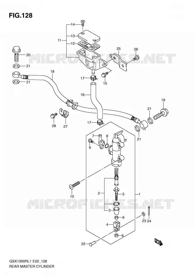 MAITRE CYLINDRE ARRIERE Suzuki MOTO 1300 HAYABUSA 2011  GSX1300RUFL1(E2)