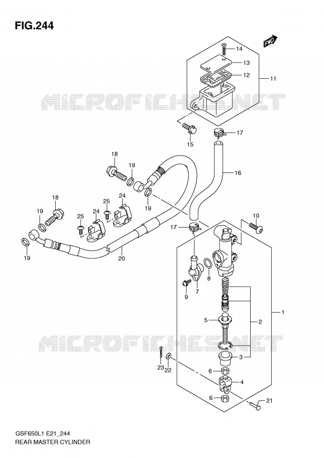 MAITRE CYLINDRE DE FREIN ARRIERE (GSF650SUL1 E21) Suzuki MOTO 650 BANDIT 2011  GSF650SAL1(E21)