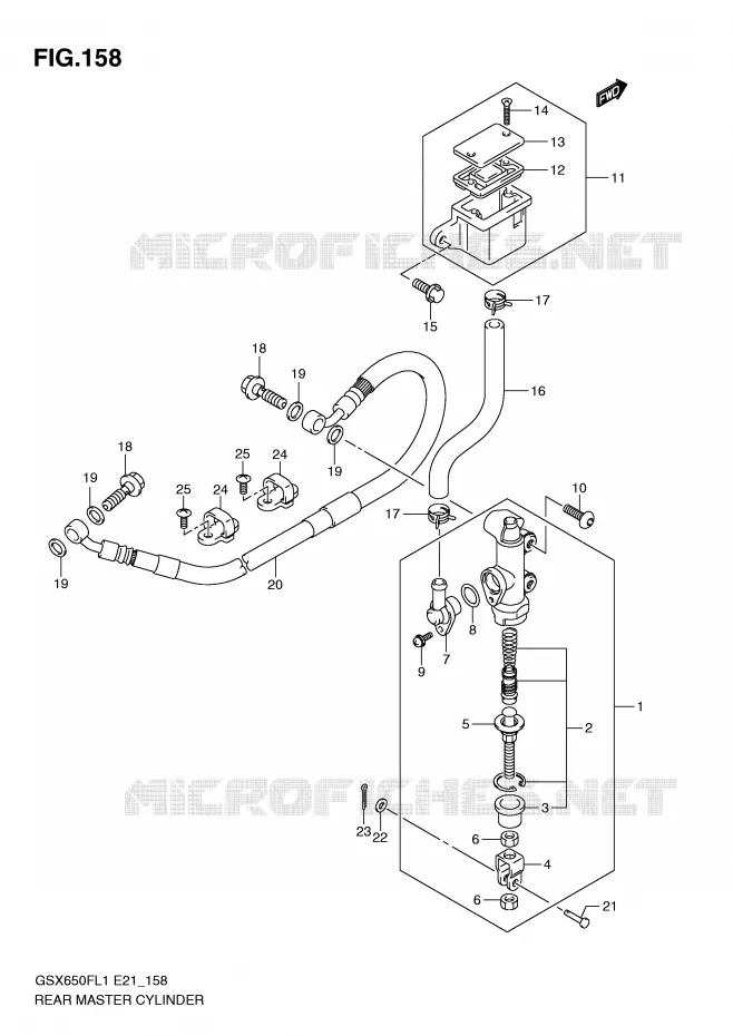 MAITRE CYLINDRE DE FREIN ARRIERE (GSX650FL1 E21) Suzuki MOTO 650 GSX-F 2011  GSX650FL1(E21)