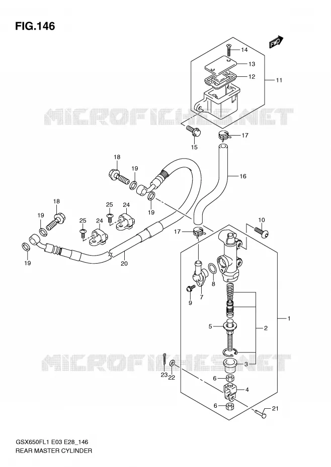 MAITRE CYLINDRE DE FREIN ARRIERE (GSX650FL1 E28) Suzuki MOTO 650 GSX-F 2011  GSX650FL1(E3/E28)
