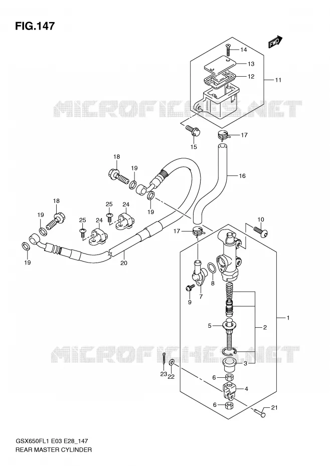 MAITRE CYLINDRE DE FREIN ARRIERE (GSX650FL1 E33) Suzuki MOTO 650 GSX-F 2011  GSX650FAL1(E3/E28)