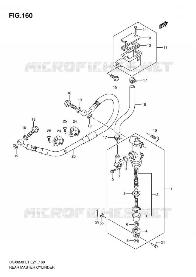 MAITRE CYLINDRE DE FREIN ARRIERE (GSX650FUL1 E21) Suzuki MOTO 650 GSX-F 2011  GSX650FL1(E21)