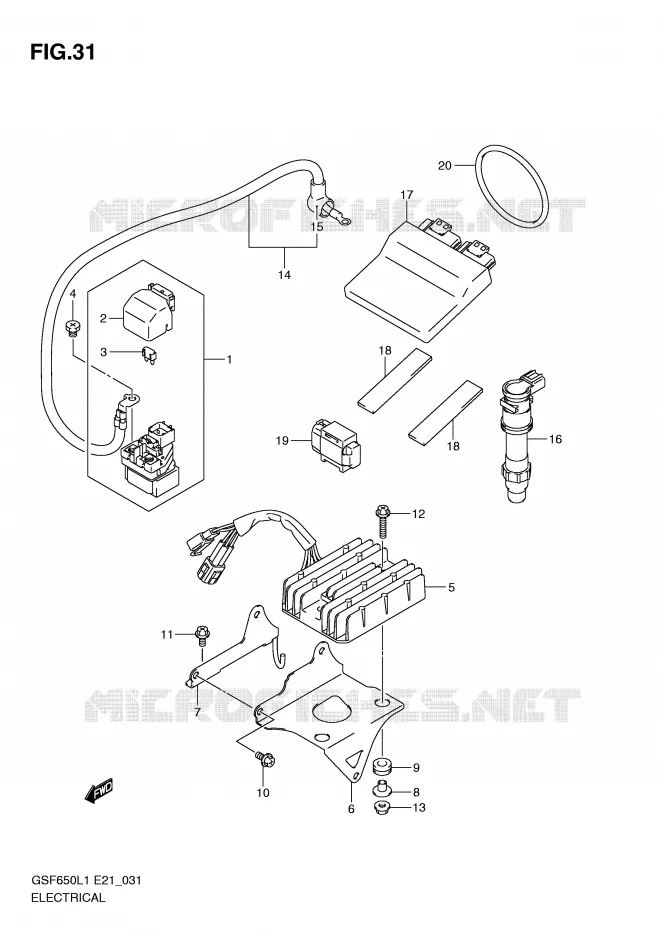 PARTIE ELECTRIQUE (GSF650SUL1 E21) Suzuki MOTO 650 BANDIT 2011  GSF650SL1(E21)