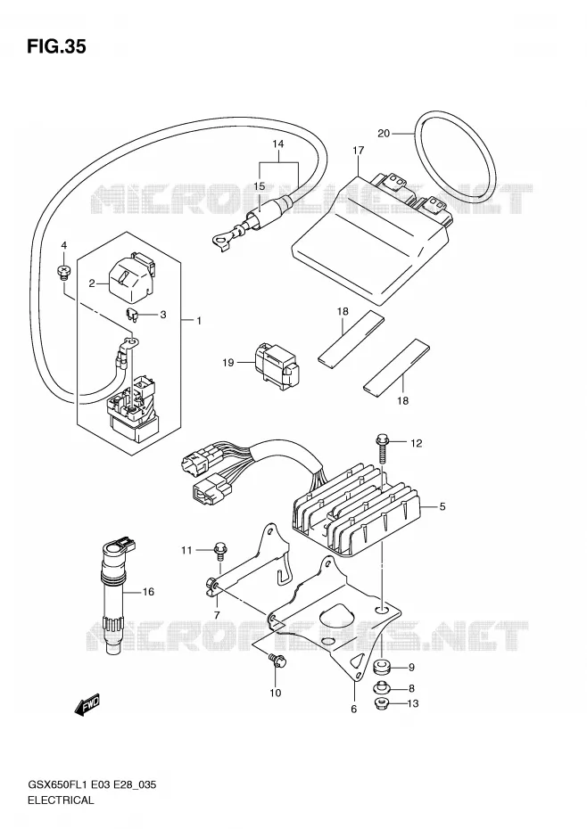 PARTIE ELECTRIQUE (GSX650FL1 E28) Suzuki MOTO 650 GSX-F 2011  GSX650FL1(E3/E28)