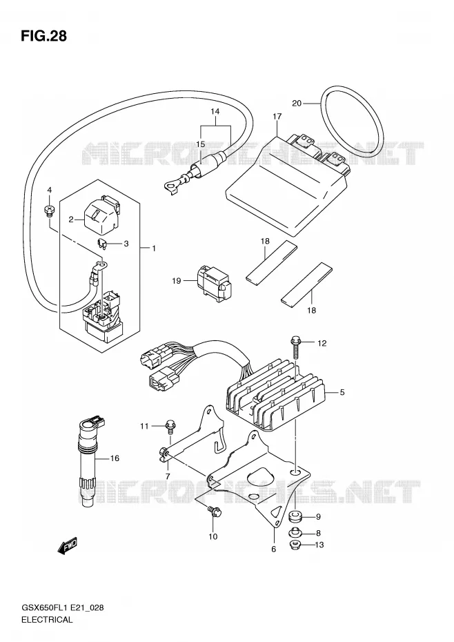 PARTIE ELECTRIQUE (GSX650FUL1 E21) Suzuki MOTO 650 GSX-F 2011  GSX650FAL1(E21)