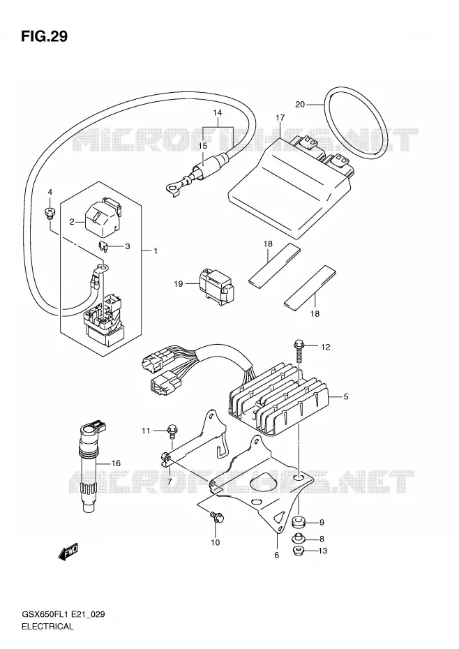 PARTIE ELECTRIQUE (GSX650FUL1 E24) Suzuki MOTO 650 GSX-F 2011  GSX650FUL1(E21)