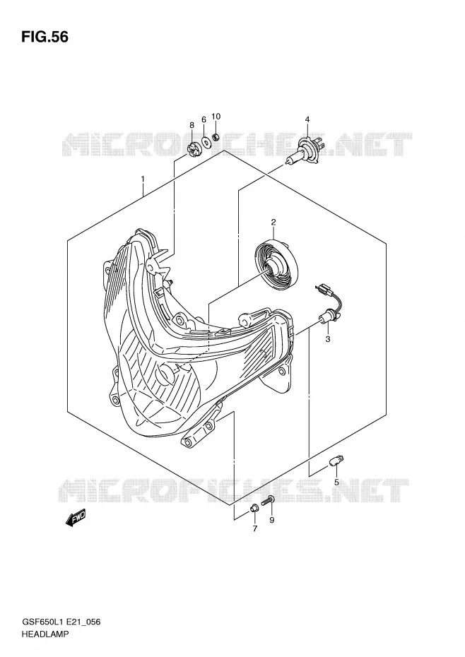 PHARE (GSF650SAL1 E21) Suzuki MOTO 650 BANDIT 2011  GSF650SUAL1(E21)