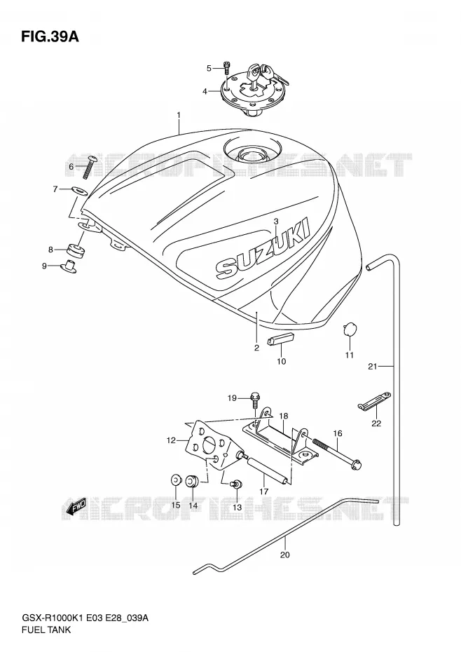 RESERVOIR D'ESSENCE (GSX-R1000K2) Suzuki MOTO 1000 GSX-R 2002  GSX-R1000K2(E3/E28)