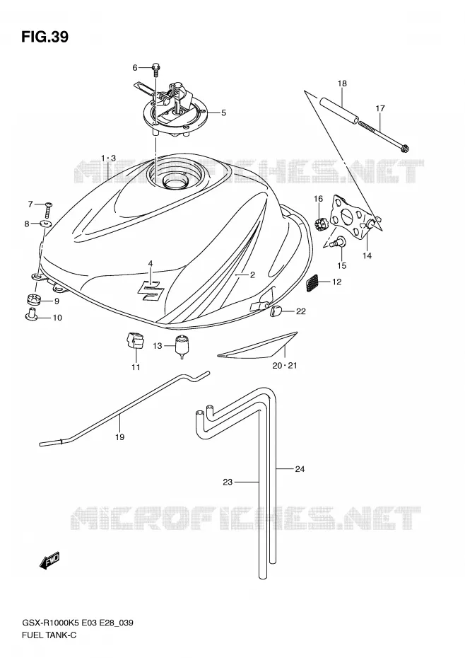 RESERVOIR D'ESSENCE (MODELE K5) Suzuki MOTO 1000 GSX-R 2006  GSX-R1000 K6 (E03)