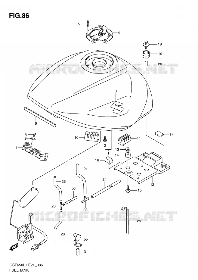 RESERVOIR D'ESSENCE Suzuki MOTO 650 BANDIT 2011  GSF650UL1(E21)