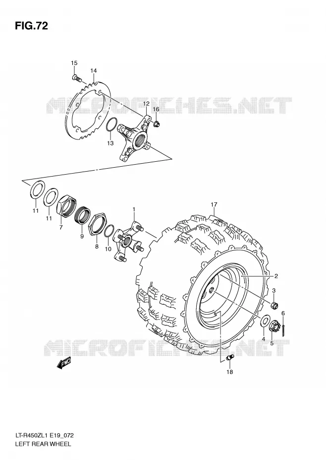 ROUE ARRIERE GAUCHE (LT-R450ZL1 E19) Suzuki QUAD 450 QUADRACER 2011  LT-R450L1(E19)