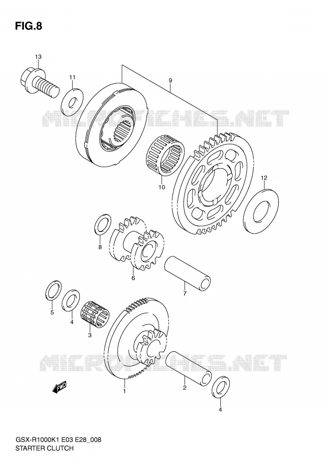 ROUE LIBRE DE DEMARREUR Suzuki MOTO 1000 GSX-R 2002  GSX-R1000K2(E3/E28)