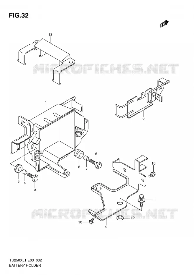 SUPPORT BATTERIE Suzuki MOTO 250 TU 2011  TU250XL1(E3)
