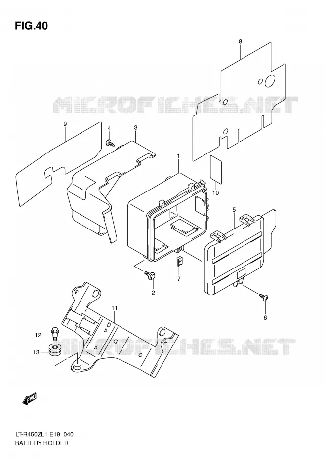 SUPPORT BATTERIE Suzuki QUAD 450 QUADRACER 2011  LT-R450L1(E19)