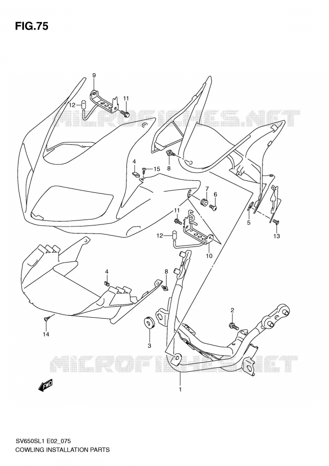 SUPPORTS / FIXATIONS CARENAGES Suzuki MOTO 650 SV 2011  SV650SL1(E2)