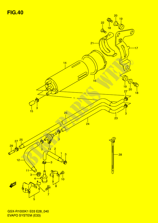 SYSTEME DE RECYCLAGE DES VAPEURS DE CARBURANT (E33) pour Suzuki GSX-R 1000 2002