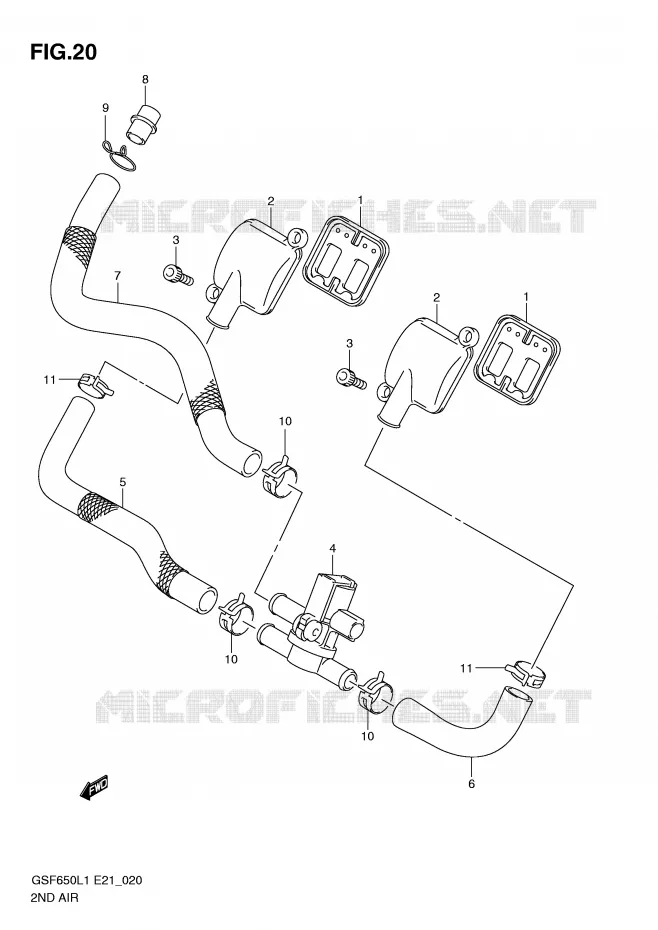 SYSTEME RECYCLAGE GAZ ECHAPPEMENT Suzuki MOTO 650 BANDIT 2011  GSF650SUAL1(E21)