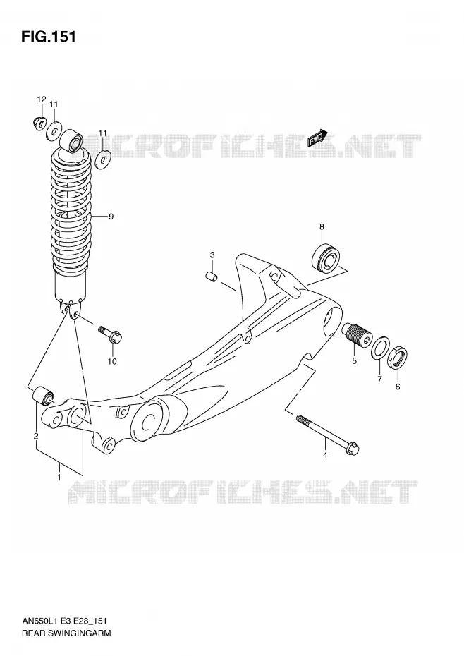 BRAS OSCILLANT ARRIERE Suzuki SCOOTER 650 BURGMAN 2011  AN650L1(E3/E28)