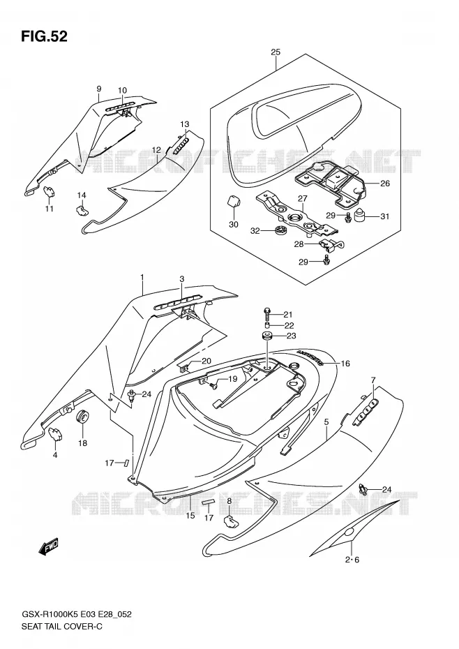 CARENAGE ARRIERE - CAPOT DE SELLE (MODELE K5) Suzuki MOTO 1000 GSX-R 2006  GSX-R1000 K6(E33)
