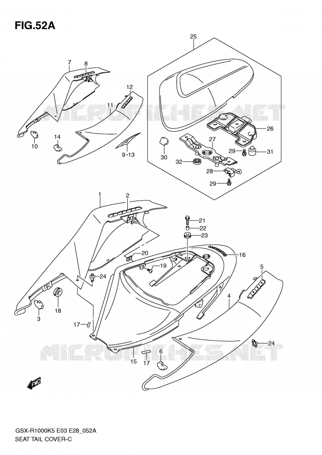 CARENAGE ARRIERE - CAPOT DE SELLE (MODELE K6) Suzuki MOTO 1000 GSX-R 2006  GSX-R1000 K6 (E03)