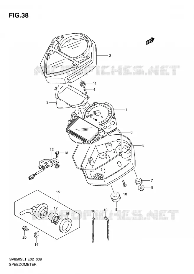 COMPTEUR (SV650SL1 E2) Suzuki MOTO 650 SV 2011  SV650SAL1(E2)